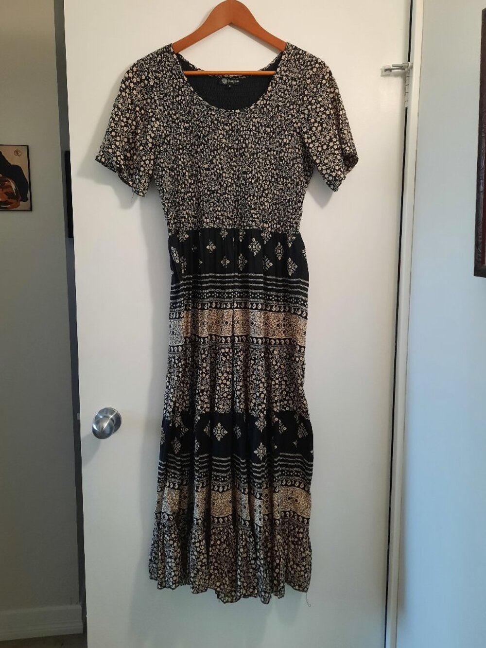 Papa Black/Cream Maxi Dress, Size M